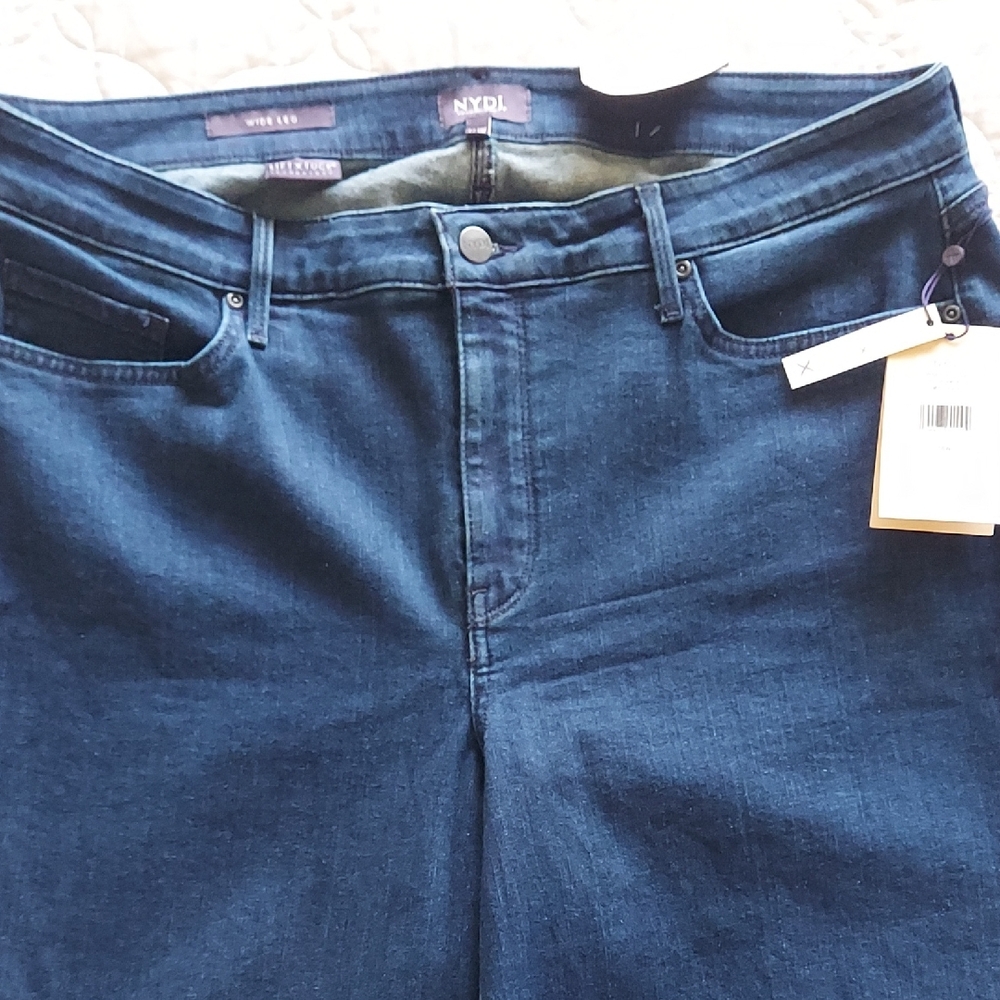 🚨SALE🚨 NYDJ Women's Dark Blue Teresa Wide Leg Jeans NWT - Picture 5 of 16